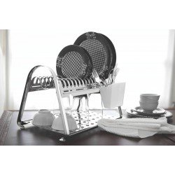 ESCORREDOR DE LOUCA CICLO EM ACO INOX COM PORTA TALHERES BRANCO TRAMONTINA