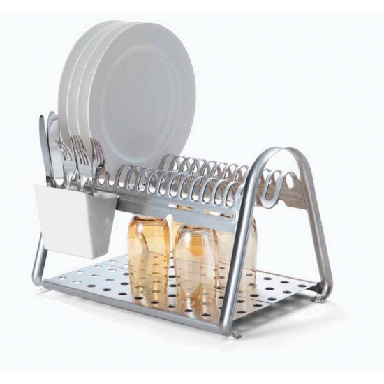 ESCORREDOR DE LOUCA CICLO EM ACO INOX COM PORTA TALHERES BRANCO TRAMONTINA