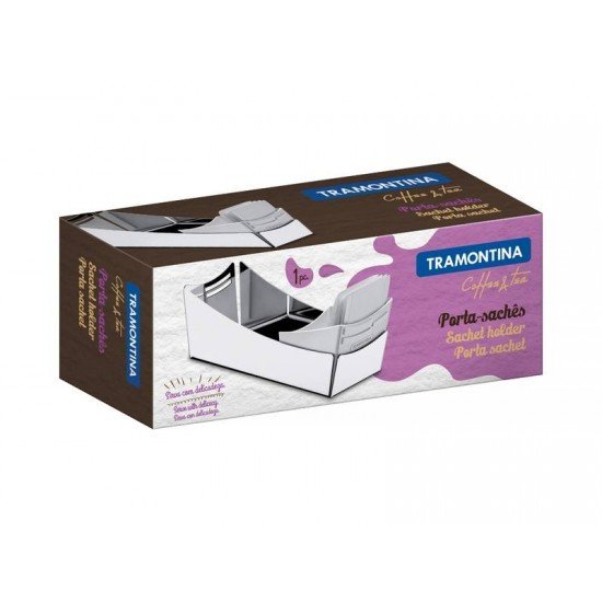 PORTA SACHES EM ACO INOX COM SUPORTE PARA COLHERES EM PLASTICO TRAMONTINA