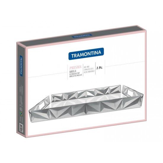 BANDEJA PRISMA RETANGULAR EM ACO INOX 51X36 CM TRAMONTINA