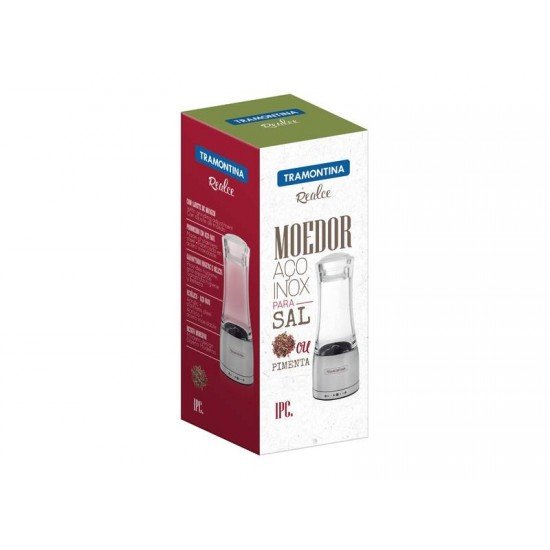 MOEDOR REALCE PARA SAL OU PIMENTA EM ACRILICO E ACO INOX COM MOINHO EM CERAMICA TRAMONTINA