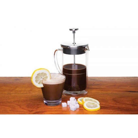 PRENSA FRANCESA PARA CAFE EM VIDRO DUPLO E ACO INOX 8 CM 420 ML TRAMONTINA