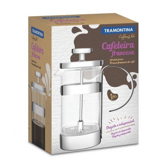 PRENSA FRANCESA PARA CAFE EM VIDRO E ACO INOX 7 CM 420 ML TRAMONTINA