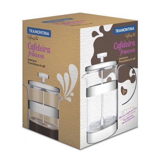 PRENSA FRANCESA PARA CAFE EM VIDRO E ACO INOX 10 CM 950 ML TRAMONTINA