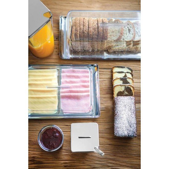 JARRA QUADRATA TRANSPARENTE COM TAMPA EM ACO INOX 1,5 L TRAMONTINA