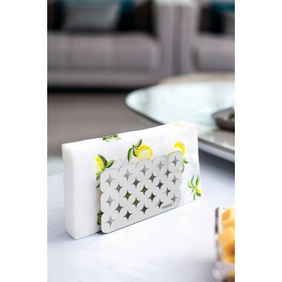 PORTA GUARDANAPOS LUCE EM ACO INOX DESENHOS VAZADOS TRAMONTINA