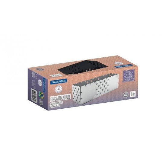 ORGANIZADOR LUCE RETANGULAR EM ACO INOX DESENHOS VAZADOS 25X7 CM TRAMONTINA