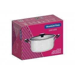 CACAROLA RASA SOLAR SILICONE EM ACO INOX COM FUNDO TRIPLO 20 CM 2,9 L TRAMONTINA