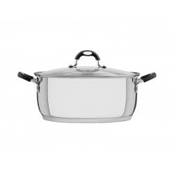 CACAROLA RASA SOLAR SILICONE EM ACO INOX COM FUNDO TRIPLO E TAMPA DE VIDRO 28 CM 7,1 L TRAMONTINA