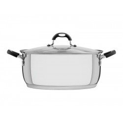 CACAROLA RASA SOLAR SILICONE EM ACO INOX COM FUNDO TRIPLO E TAMPA DE VIDRO 30 CM 8,9 L TRAMONTINA