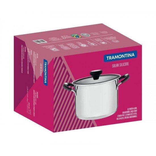 CALDEIRAO SOLAR SILICONE EM ACO INOX COM FUNDO TRIPLO 20 CM 4,6 L TRAMONTINA