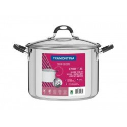 CALDEIRAO SOLAR SILICONE EM ACO INOX COM FUNDO TRIPLO COM TAMPA DE VIDRO 28 CM 11,9 L TRAMONTINA