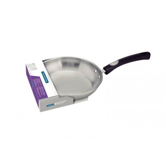 FRIGIDEIRA TRAMONTINA SOLAR SILICONE RASA EM AÇO INOX FUNDO TRIPLO COM CABO DE SILICONE 20 CM 1,3 L