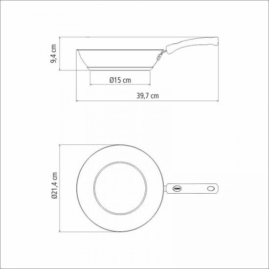 FRIGIDEIRA TRAMONTINA SOLAR SILICONE RASA EM AÇO INOX FUNDO TRIPLO REVESTIMENTO INTERNO ANTIADERENTE COM CABO DE SILICONE 20 CM 1,3 L