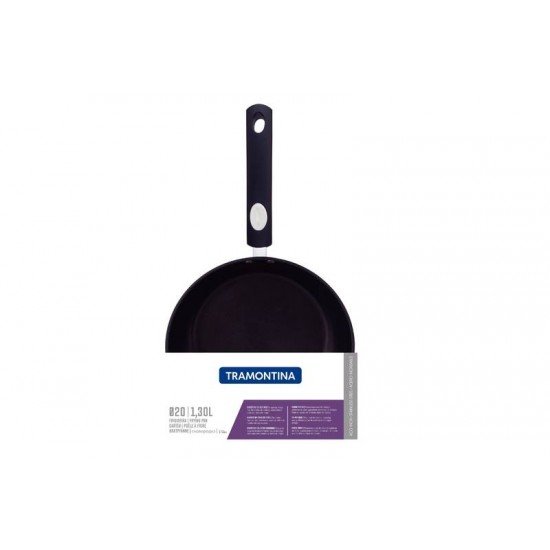 FRIGIDEIRA TRAMONTINA SOLAR SILICONE RASA EM AÇO INOX FUNDO TRIPLO REVESTIMENTO INTERNO ANTIADERENTE COM CABO DE SILICONE 20 CM 1,3 L