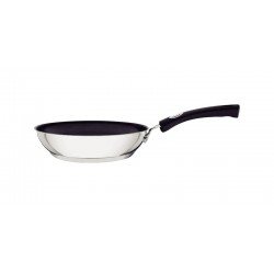 FRIGIDEIRA TRAMONTINA SOLAR SILICONE RASA EM AÇO INOX FUNDO TRIPLO REVESTIMENTO INTERNO ANTIADERENTE COM CABO DE SILICONE 20 CM 1,3 L
