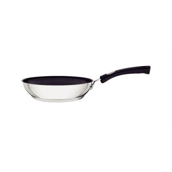 FRIGIDEIRA TRAMONTINA SOLAR SILICONE RASA EM AÇO INOX FUNDO TRIPLO REVESTIMENTO INTERNO ANTIADERENTE COM CABO DE SILICONE 20 CM 1,3 L