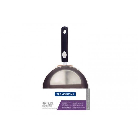 FRIGIDEIRA TRAMONTINA SOLAR SILICONE RASA EM AÇO INOX FUNDO TRIPLO COM CABO DE SILICONE 20 CM 1,3 L