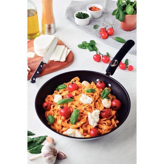 WOK TRAMONTINA ASTRO SILICONE EM AÇO INOX COM FUNDO TRIPLO REVESTIMENTO INTERNO ANTIADERENTE 28 CM 3,3 L