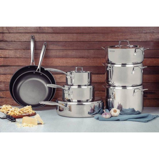 FRIGIDEIRA GRANO EM ACO INOX COM CORPO TRIPLO COM TAMPA E CABO 30 CM 5,6 L TRAMONTINA