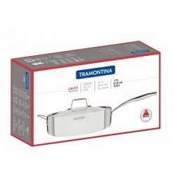 FRIGIDEIRA GRANO EM ACO INOX COM CORPO TRIPLO COM TAMPA E CABO 30 CM 5,6 L TRAMONTINA