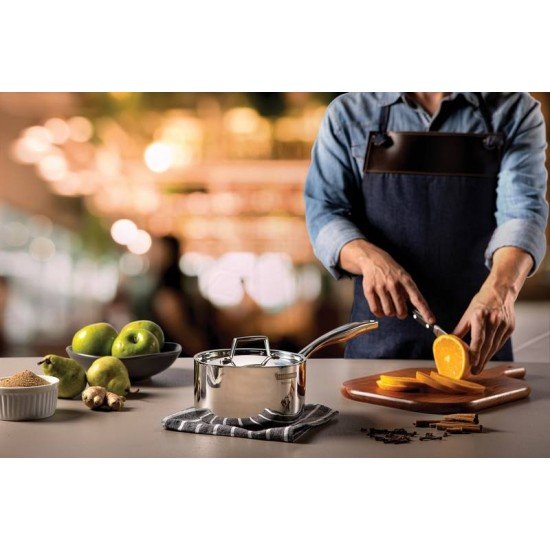 PANELA GRANO EM ACO INOX CORPO TRIPLO COM TAMPA E CABO 16 CM 1,7 L TRAMONTINA