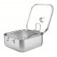 CAÇAROLA TRAMONTINA GRANO QUADRADA EM AÇO INOX COM SUPORTE PARA TAMPA CORPO TRIPLO COM ALÇAS E TAMPA DE VIDRO 7,3 L