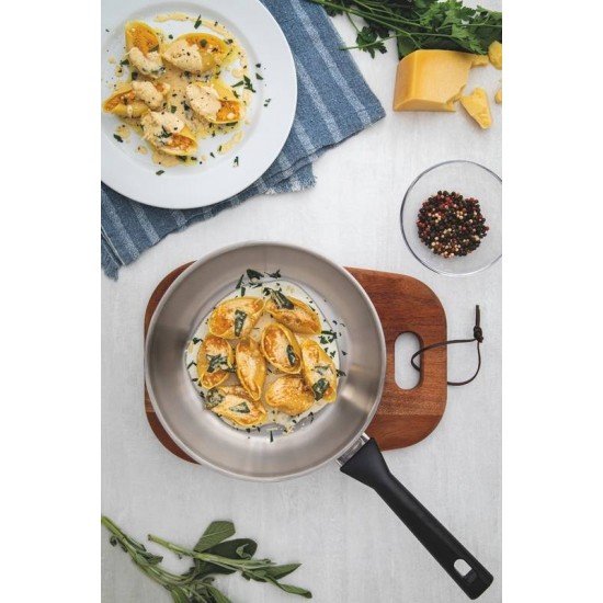 FRIGIDEIRA BRAVA BAQUELITE EM AÇO INOX FUNDO TRIPLO CABO DE BAQUELITE 20CM 1,3 L TRAMONTINA