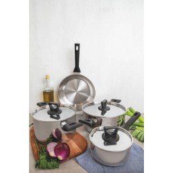 FRIGIDEIRA BRAVA BAQUELITE EM AÇO INOX FUNDO TRIPLO CABO DE BAQUELITE 20CM 1,3 L TRAMONTINA