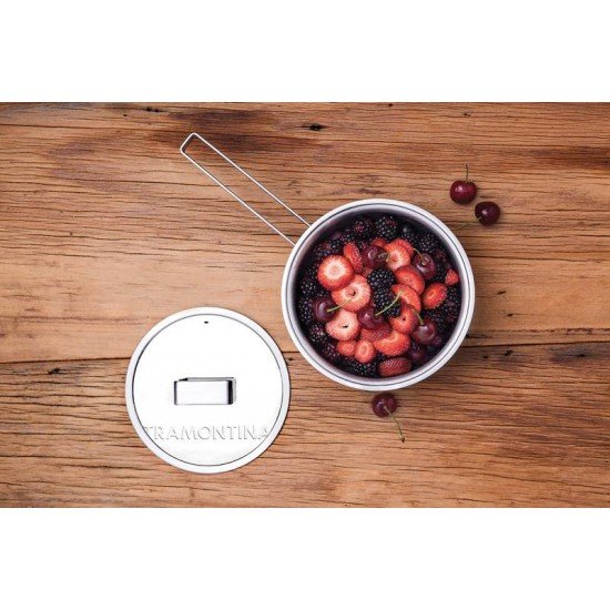 PANELA EM ACO INOX FUNDO TRIPLO E MARCACAO INTERNA DE CAPACIDADE 16 CM 1,4 L TRAMONTINA