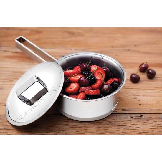 PANELA EM ACO INOX FUNDO TRIPLO E MARCACAO INTERNA DE CAPACIDADE 16 CM 1,4 L TRAMONTINA