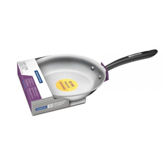 FRIGIDEIRA DUO SILICONE RASA EM ACO INOX FUNDO TRIPLO COM CABO DE SILICONE 30 CM 2,9 L TRAMONTINA