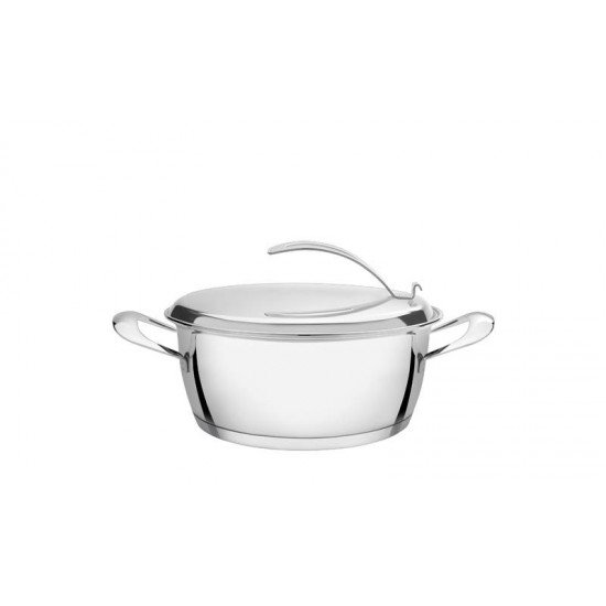 CACAROLA RASA VENTURA EM ACO INOX COM FUNDO TRIPLO 22 CM 3,3 L TRAMONTINA