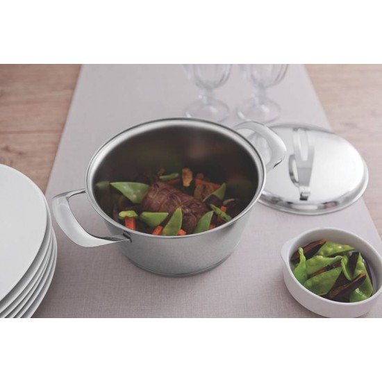 CACAROLA RASA VENTURA EM ACO INOX COM FUNDO TRIPLO 22 CM 3,3 L TRAMONTINA