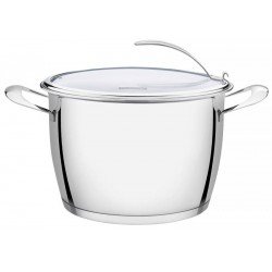 CALDEIRAO VENTURA EM ACO INOX COM FUNDO TRIPLO E TAMPA DE VIDRO 24 CM 7,5 L TRAMONTINA