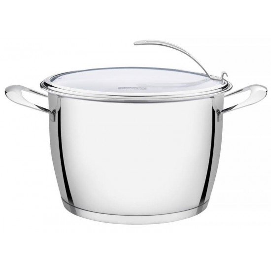 CALDEIRAO VENTURA EM ACO INOX COM FUNDO TRIPLO E TAMPA DE VIDRO 24 CM 7,5 L TRAMONTINA