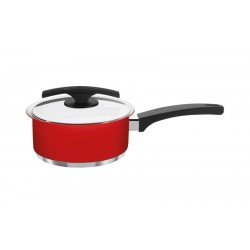 PANELA DUO COLOR VERMELHA EM ACO INOX FUNDO TRIPLO COM TAMPA E CABO 16 CM 1,4 L TRAMONTINA
