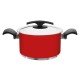 CACAROLA DUO COLOR FUNDA VERMELHA EM ACO INOX FUNDO TRIPLO COM TAMPA E ALCAS 24 CM 6 L TRAMONTINA