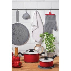 CACAROLA DUO COLOR FUNDA VERMELHA EM ACO INOX FUNDO TRIPLO COM TAMPA E ALCAS 24 CM 6 L TRAMONTINA