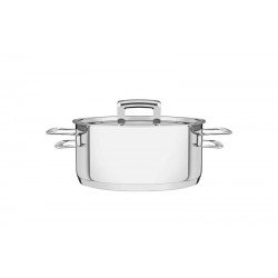 CACAROLA BRAVA RASA EM ACO INOX FUNDO TRIPLO COM TAMPA PLANA E ALCAS 20 CM 2,9 L TRAMONTINA