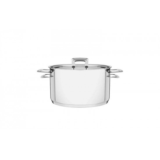 CACAROLA BRAVA FUNDA EM ACO INOX FUNDO TRIPLO COM TAMPA PLANA E ALCAS 16 CM 1,8 L TRAMONTINA