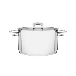 CACAROLA FUNDA EM ACO INOX FUNDO TRIPLO COM TAMPA PLANA E ALCAS 24 CM 6,1 L TRAMONTINA