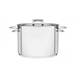 CALDEIRAO BRAVA EM ACO INOX FUNDO TRIPLO COM TAMPA PLANA E ALCAS 24 CM 7,7 L TRAMONTINA
