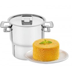 CUSCUZEIRA BRAVA EM ACO INOX COM ALCAS E TAMPA 14 CM 2,1 L TRAMONTINA