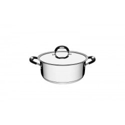 CACAROLA DUO SILICONE RASA EM ACO INOX FUNDO TRIPLO TAMPA E ALCAS EM SILICONE 16 CM 1,4 L TRAMONTINA