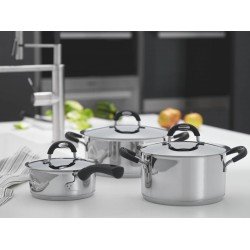 CACAROLA DUO SILICONE RASA EM ACO INOX FUNDO TRIPLO TAMPA E ALCAS EM SILICONE 16 CM 1,4 L TRAMONTINA