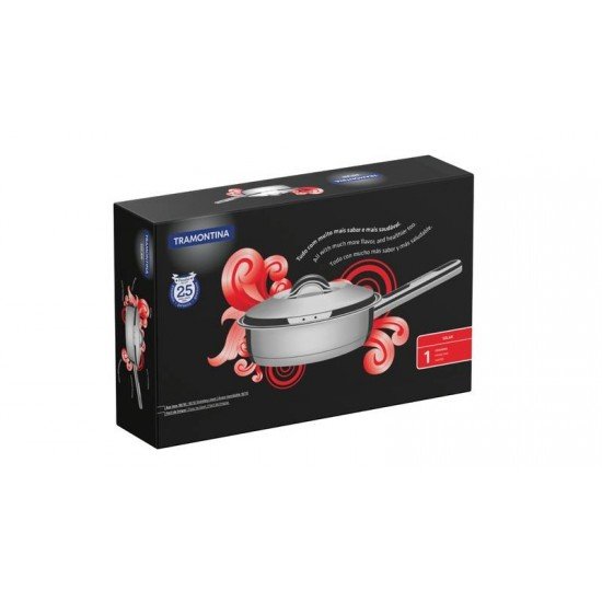 FRIGIDEIRA EM ACO INOX FUNDO TRIPLO COM TAMPA E CABO 20 CM 2,1 L TRAMONTINA