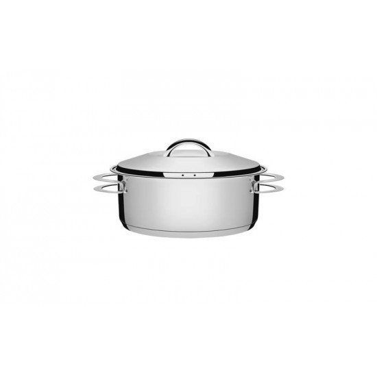 CACAROLA RASA SOLAR EM ACO INOX FUNDO TRIPLO COM TAMPA E ALCAS 16 CM 1,4 L TRAMONTINA