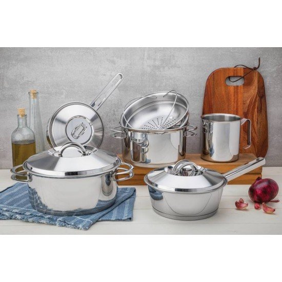 CACAROLA SOLAR RASA EM ACO INOX FUNDO TRIPLO COM TAMPA E ALCAS 24 CM 4,7 L TRAMONTINA