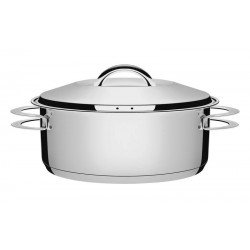 CACAROLA SOLAR RASA EM ACO INOX FUNDO TRIPLO COM TAMPA E ALCAS 28 CM 7,1 L TRAMONTINA